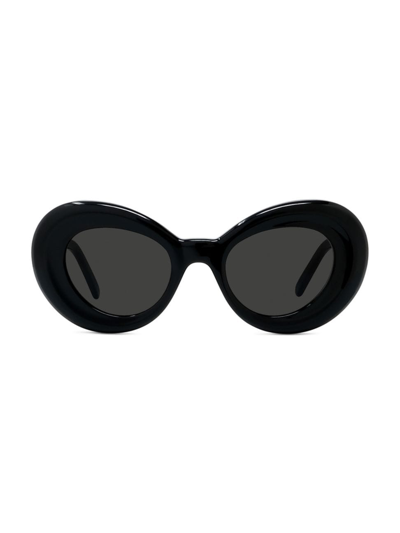 Shop Loewe Women's Curvy 47mm Oversized Oval Sunglasses In Black Smoke