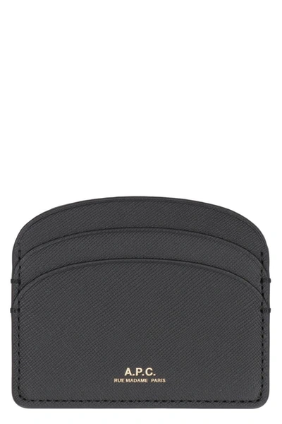 Shop Apc A.p.c. Demi Lune Leather Card Holder In Black