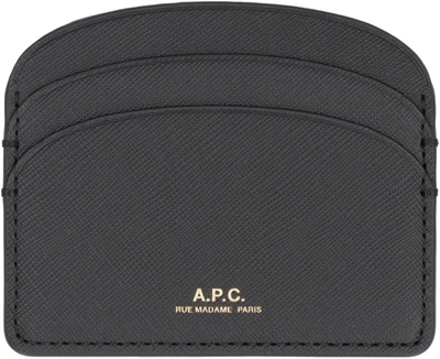 Shop Apc A.p.c. Demi Lune Leather Card Holder In Black