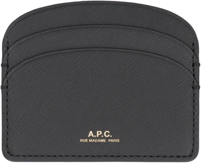 Apc A.p.c. Demi Lune Leather Card Holder In Black