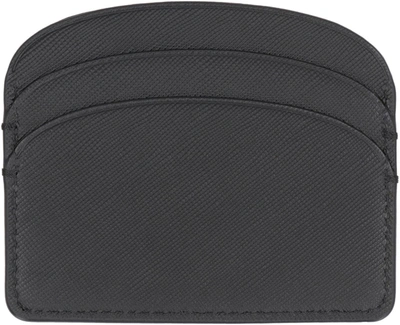 Apc A.p.c. Demi Lune Leather Card Holder In Black