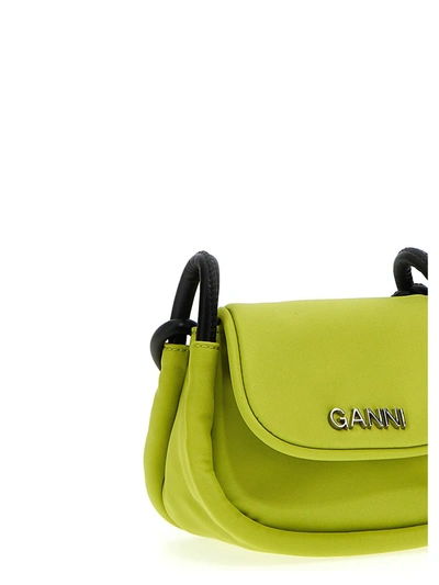Shop Ganni Knot Mini Flap Over Crossbody Bag In Green