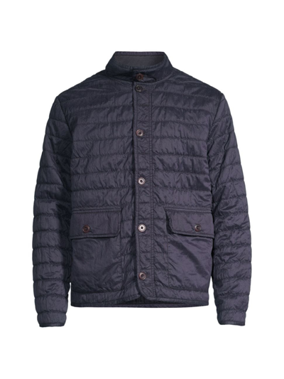Shop Peter Millar Men's Crown Greenwich Garment-dyed Bomber Jacket In Washed Black
