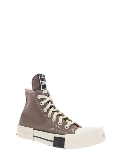 Shop Rick Owens Drkshdw 'turbodrk' Dark Grey High-top Sneakers With Chunky Sole In Canvas Woman