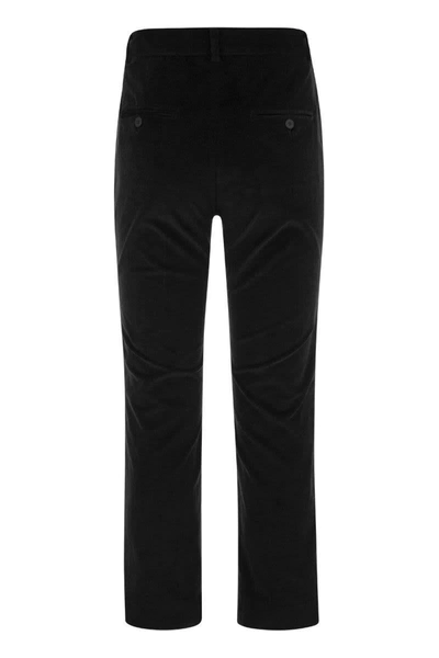 Shop Weekend Max Mara Fungo - Velvet Ribbed Trousers In Black
