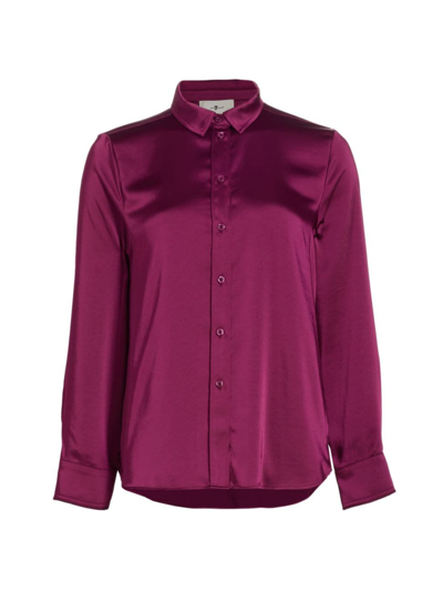 Shop 7 For All Mankind Women's Satin Button-up Shirt In Raspberry