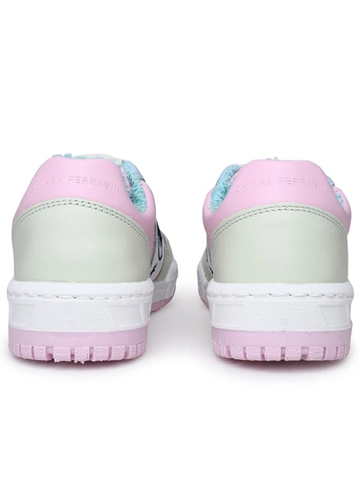 Shop Chiara Ferragni Cf1 Pink Leather Sneakers In Multicolor