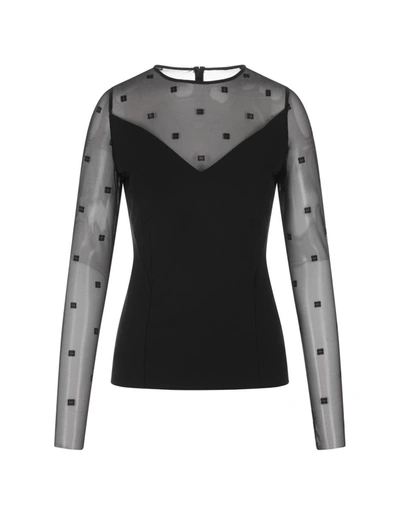 Shop Givenchy Milano Stitch Top With Tulle 4g In Black