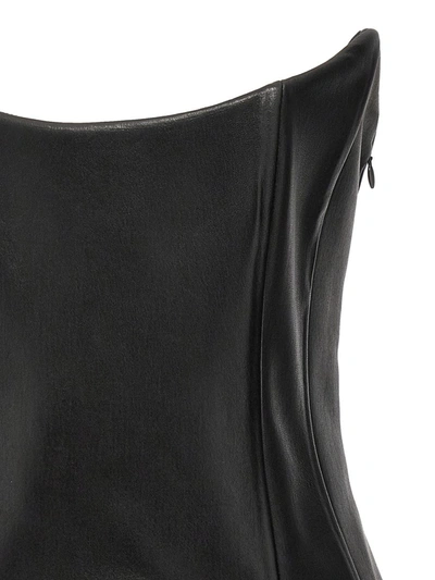Monot Leather Strapless Fitted Mini Top In Black
