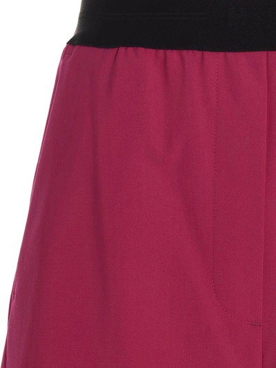 Msgm Bermuda Wool Shorts Elastic Waistband In Fuchsia