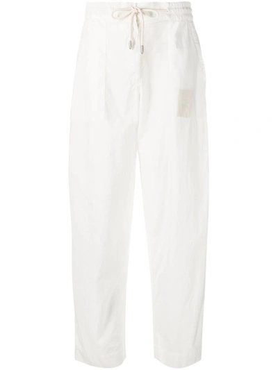 Shop Emporio Armani Sustainable Collection Cotton Trousers In White