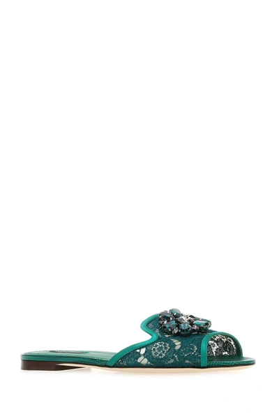 Shop Dolce & Gabbana Slippers In Green