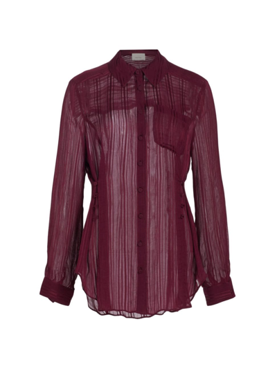 Shop Cinq À Sept Women's Kandice Stripe Chiffon Shirt In Dark Fig