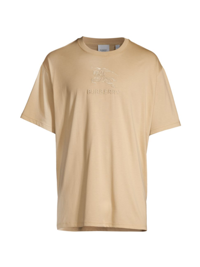 Shop Burberry Men's Tempah Crewneck T-shirt In Soft Fawn