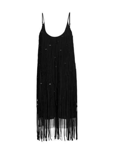 Shop Jason Wu Collection Women's Embroidred Fringe Tulle Minidress In Black