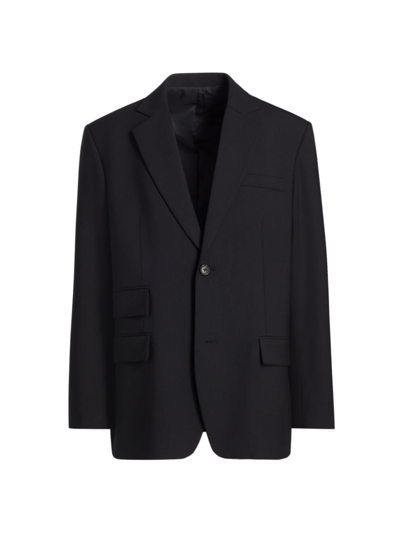 Shop Helmut Lang Men's Oversized-fit Wool-blend Blazer In Black