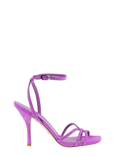 Stuart Weitzman Strappy Open Toe Sandals With Thin Straps In Purple