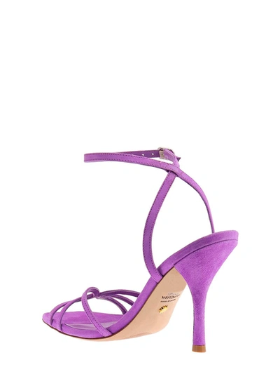 Stuart Weitzman Strappy Open Toe Sandals With Thin Straps In Purple