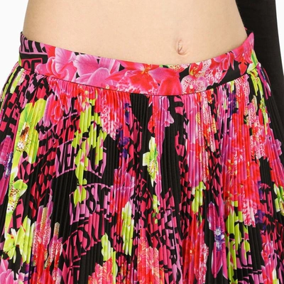 Shop Versace Orchid Logo Pleated Skirt In Multicolor