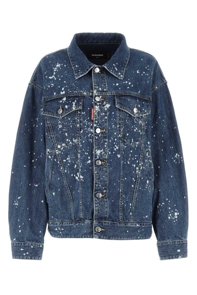 Dsquared2 Distressed-effect Denim Jacket In Printed