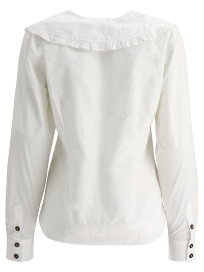 Shop Ganni Poplin Shirt In White