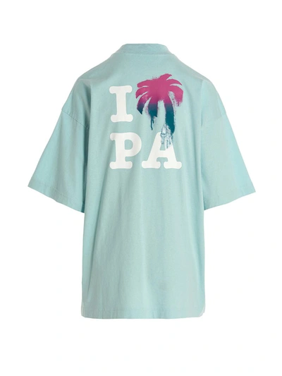 Shop Palm Angels 'i Love Pa' T-shirt In Light Blue