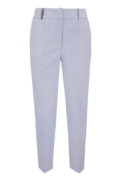 Shop Peserico Stretch Cotton Trousers In Light Blue