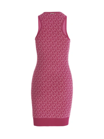 Shop Michael Kors All-over Logo Dress In Fuchsia