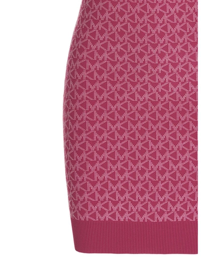 Shop Michael Kors All-over Logo Dress In Fuchsia