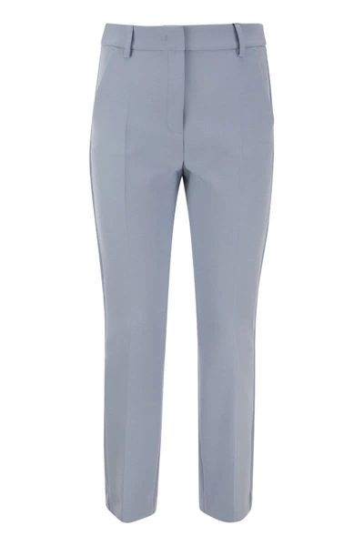 Shop Weekend Max Mara Rana - Viscose Canvas Trousers In Light Blue