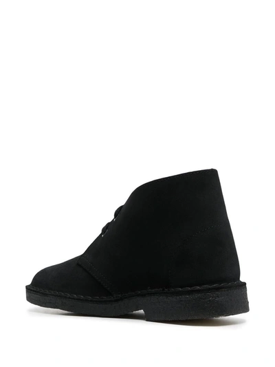Shop Clarks Leather Desert Boots In Black