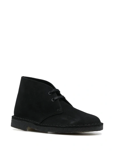 Shop Clarks Leather Desert Boots In Black