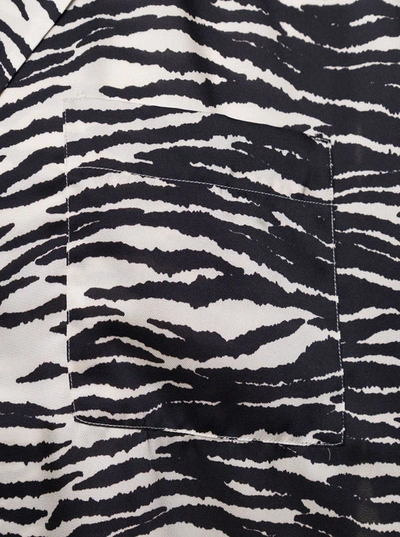 Shop Pt Torino Zebra Print Bowling Shirt In White And Black Technical Fabric Man In White/black