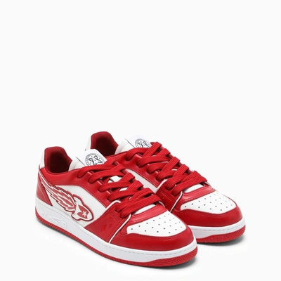 Shop Enterprise Japan ™️ White Low-top Sneakers In Red