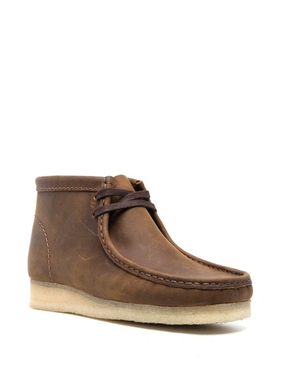 Shop Clarks Wallabee Boot Leather Ankle Boots In Beige