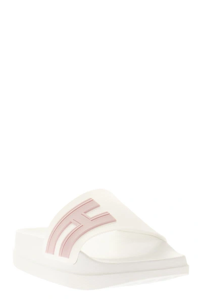 Shop Hogan Slides -3r In White/pink