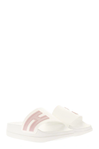 Shop Hogan Slides -3r In White/pink