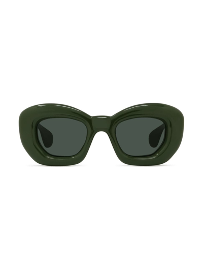 Shop Loewe Men's Inflated 47mm Butterfly Sunglasses In Shiny Dark Green