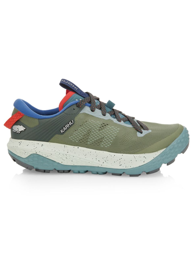 Shop Karhu Men's Ikoni Trail 1.0 Low-top Sneakers In Oil Green Mineral Blue