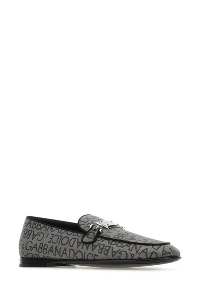 Dolce & Gabbana Logo-plaque Jacquard Loafers In Brown Black