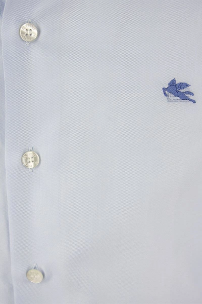 Shop Etro Button-down Cotton Shirt In Light Blue