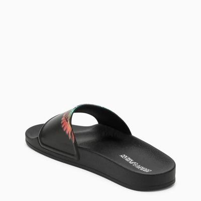 Shop Marcelo Burlon County Of Milan Marcelo Burlon Wings Black/multicolor Slide