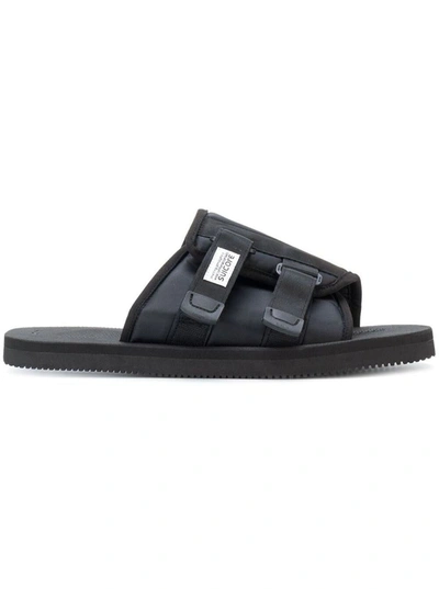 Shop Suicoke 'kaw-cab' Black Sandals With Velcro Fastening In Nylon Man