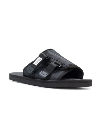 Shop Suicoke 'kaw-cab' Black Sandals With Velcro Fastening In Nylon Man