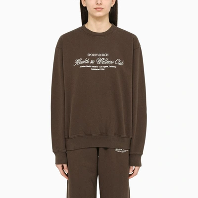 Shop Sporty And Rich Sporty & Rich Classic Chocolate Sweatshirt With Logo In Brown