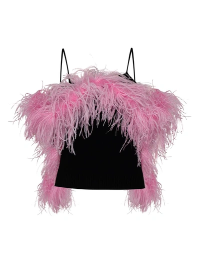 Shop Attico The  Black And Pink Viscose Blend Dress Top