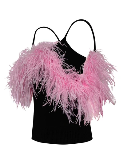 Shop Attico The  Black And Pink Viscose Blend Dress Top