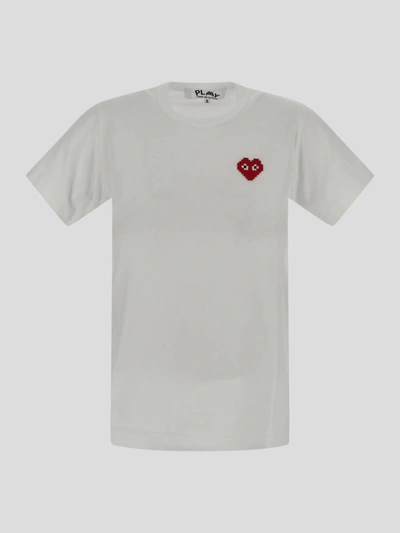 Shop Comme Des Garçons Play Comme Des Garcons Play T-shirts And Polos In <p>comme Des Garçons White T-shirt In Cotton With Stitched Logo