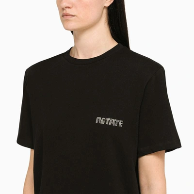 Shop Rotate Birger Christensen Crew-neck T-shirt With Rhinestones In Black