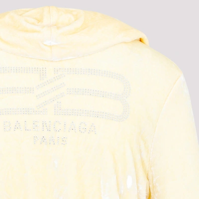 Shop Balenciaga Fitted Zip-up Hoodie Sweatshirt In Yellow &amp; Orange